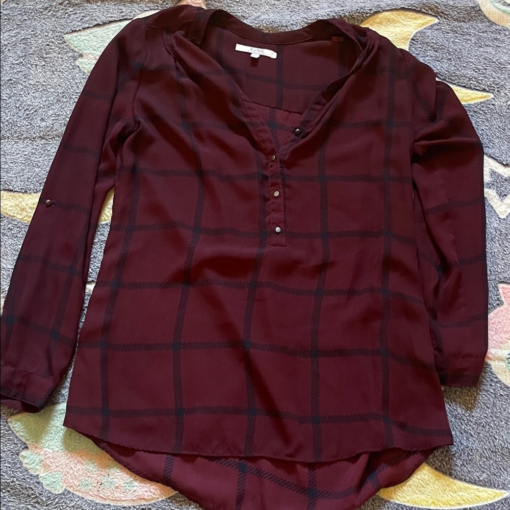 ALFRED SUNG Maroon Checkered Blouse (Bin V)​